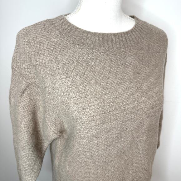 Everlane Recashmere Stoopwafel Crewneck Sweater In Heathered Sand Size Medium - Picture 7 of 13